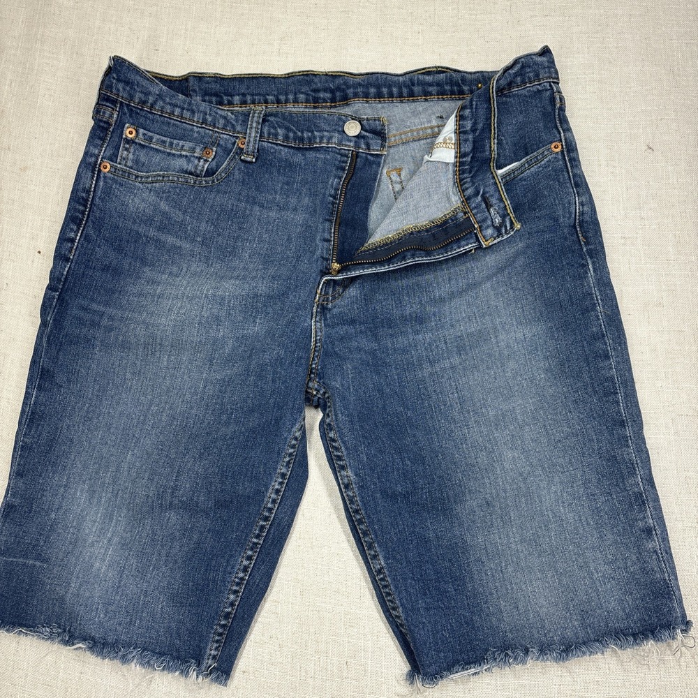Levis Shorts‎ Mens W38 Blue Slim Straight Denim Cut Offs 511 Frayed